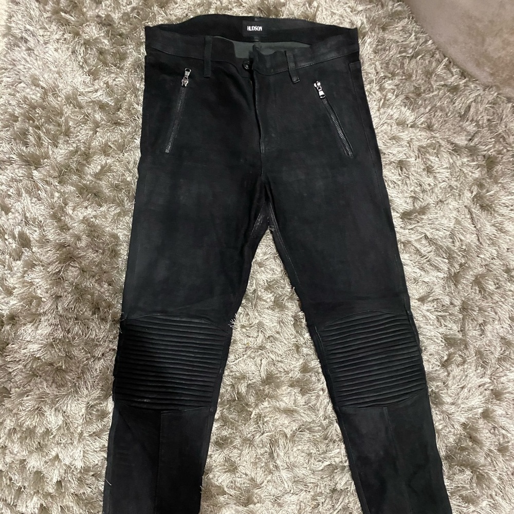 Black Hudson Skinny Jeans Soft lamb Leather